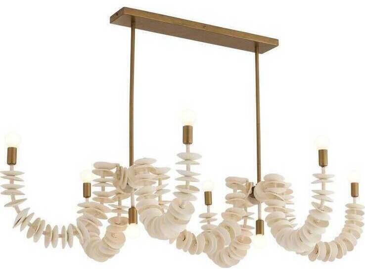 Arteriors Home Kalama Arteriors Home 8-Light Ivory Antique Brass White Gold Island Pendant