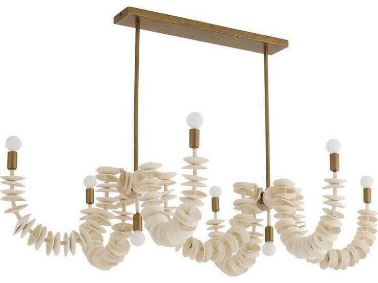 Arteriors Home Kalama Arteriors Home 8-Light Ivory Antique Brass White Gold Island Pendant
