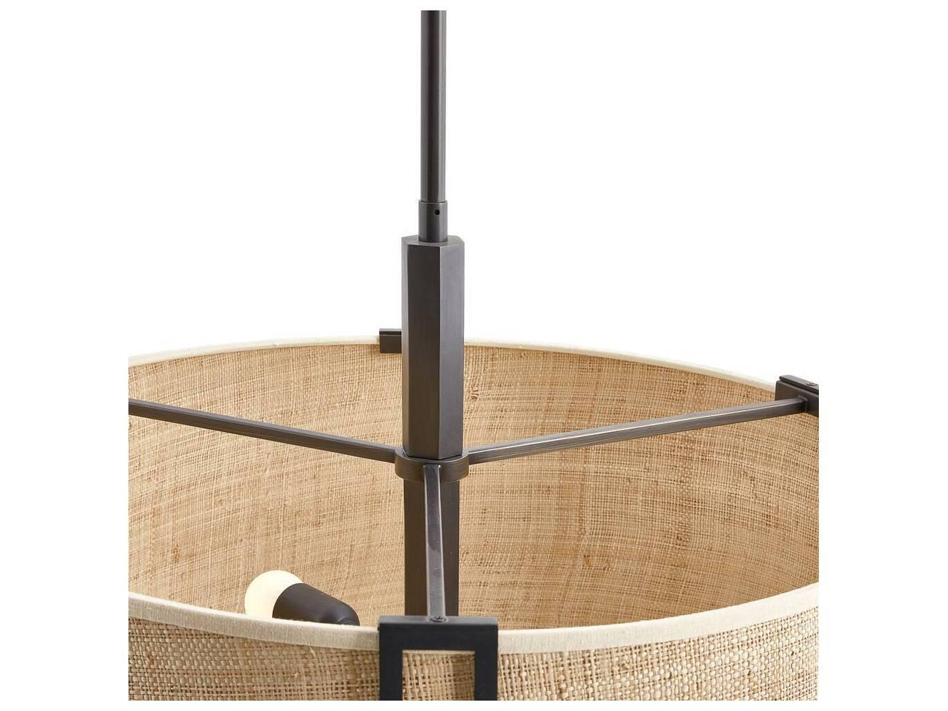 Arteriors Home Amida 3-Light English Bronze Natural Drum Pendant