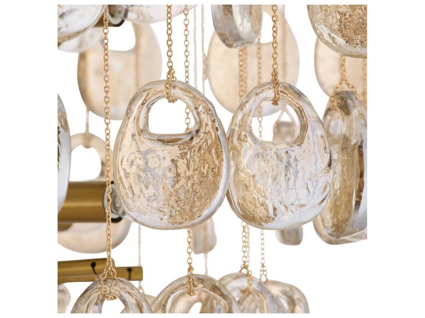 Arteriors Home Jacqueline Arteriors Home 8-Light Amber Antique Brass Gold Tiered Chandelier