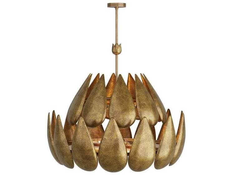 Arteriors Home Anastasia 6-Light Vintage Brass Frosted Tiered Chandelier