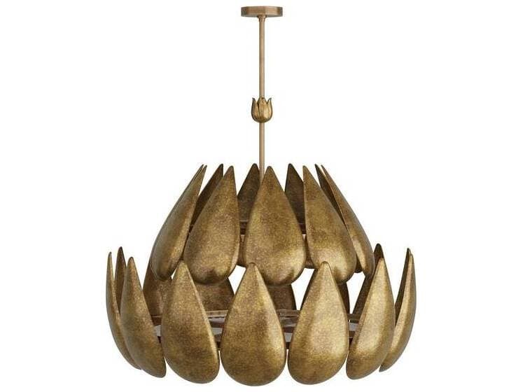 Arteriors Home Anastasia 6-Light Vintage Brass Frosted Tiered Chandelier
