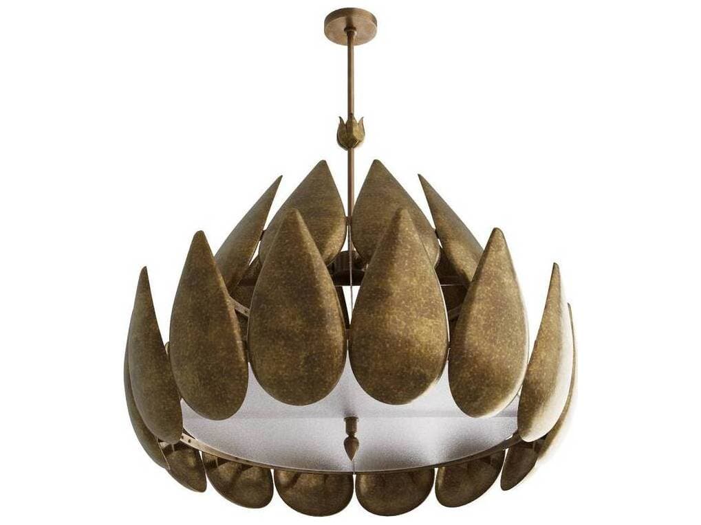 Arteriors Home Anastasia 6-Light Vintage Brass Frosted Tiered Chandelier