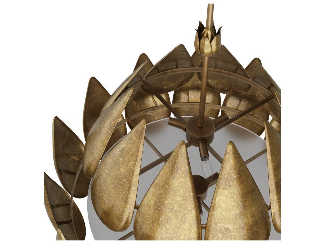 Arteriors Home Anastasia 6-Light Vintage Brass Frosted Tiered Chandelier