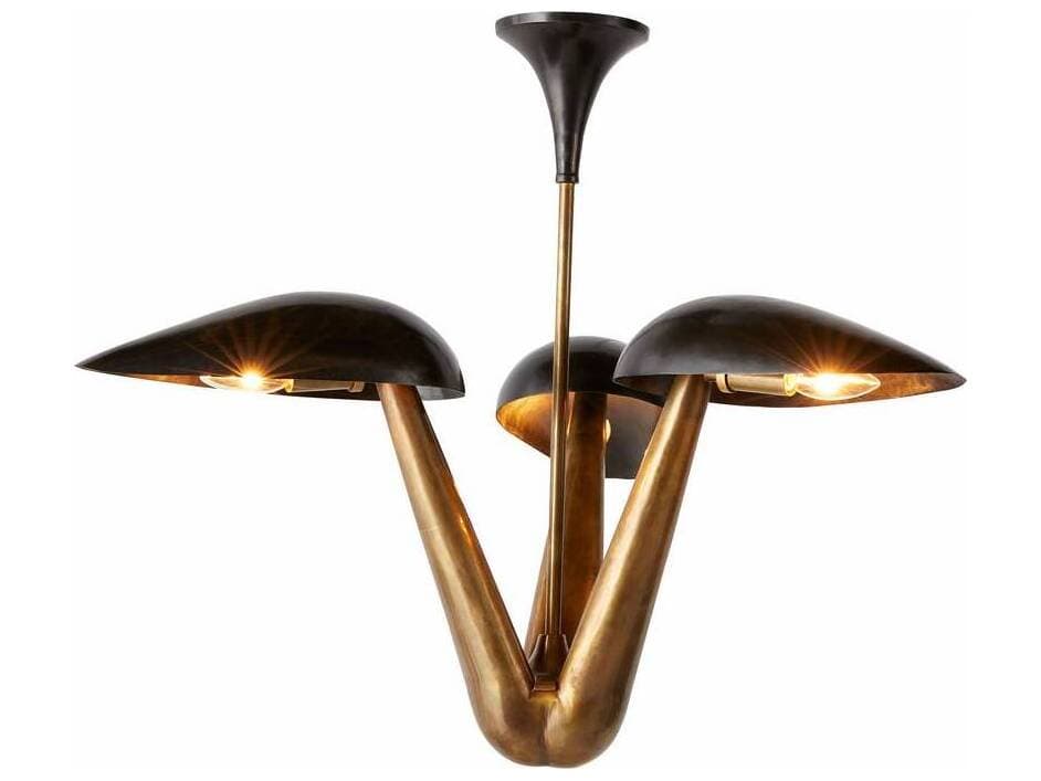 Arteriors Home Everglades 3-Light Blackened Iron Antique Brass Dome Pendant