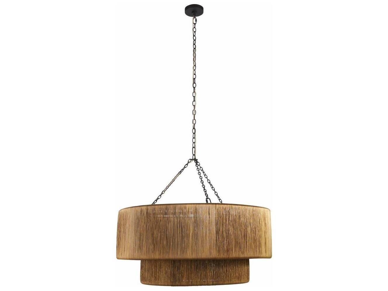 Arteriors Home Creighton 3-Light Vintage Brass Blackened Iron Drum Tiered Chandelier