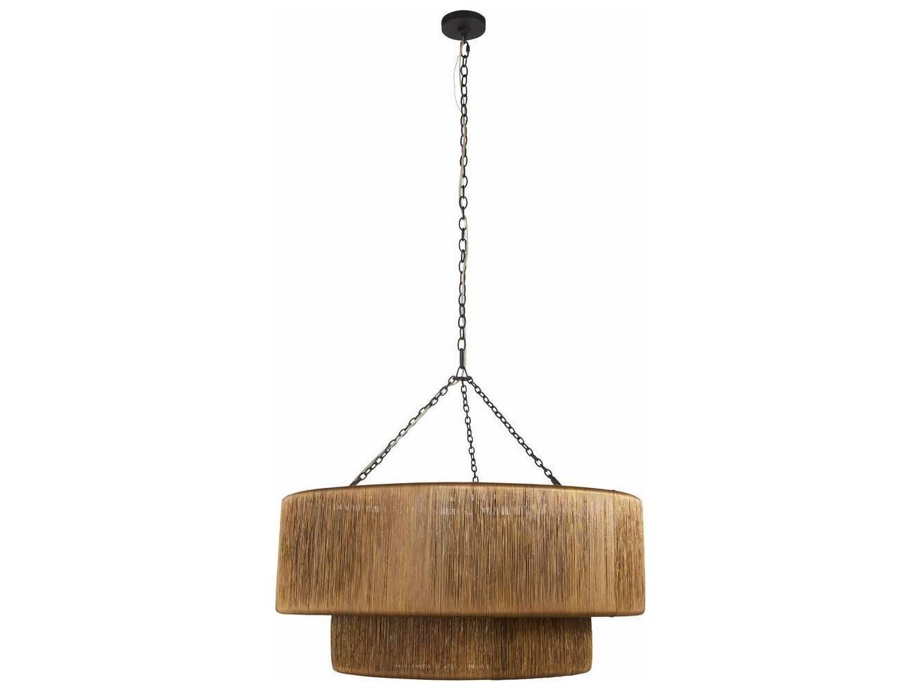 Arteriors Home Creighton 3-Light Vintage Brass Blackened Iron Drum Tiered Chandelier