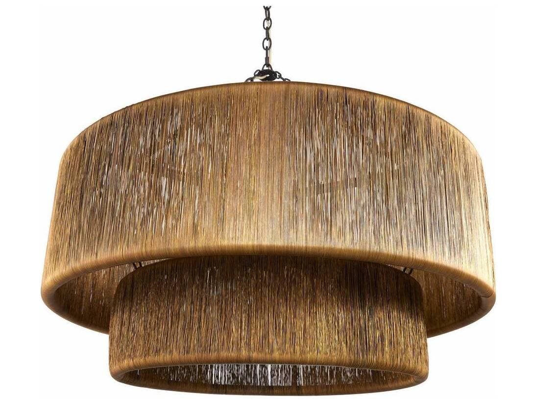Arteriors Home Creighton 3-Light Vintage Brass Blackened Iron Drum Tiered Chandelier