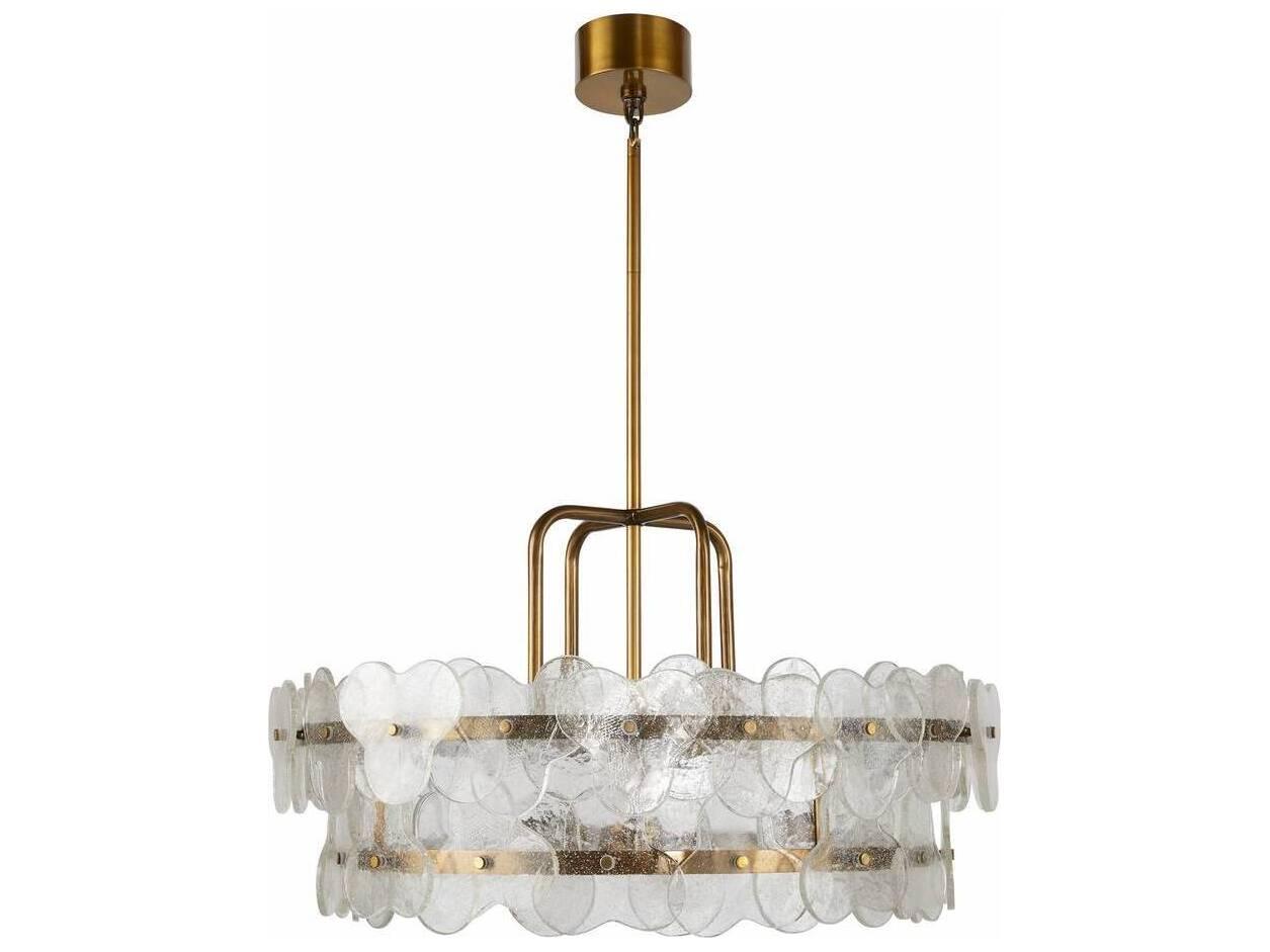 Arteriors Home Cascade 3-Light Clear Antique Brass Drum Tiered Chandelier