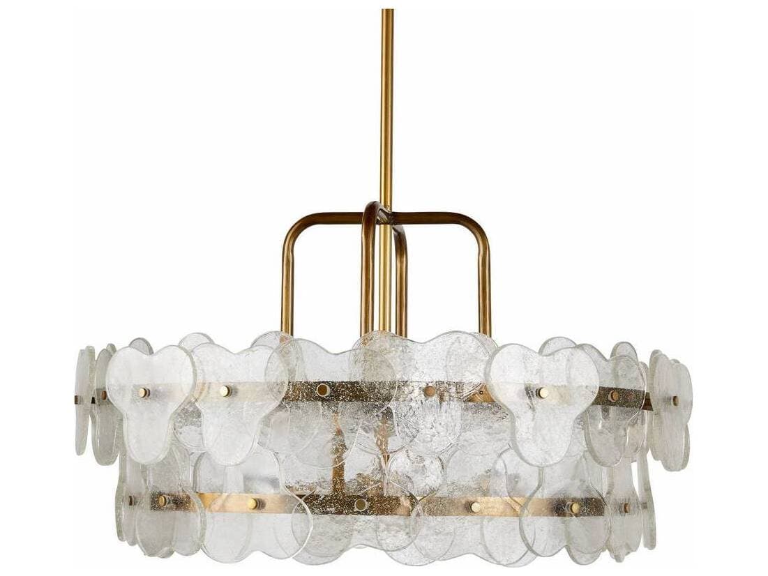 Arteriors Home Cascade 3-Light Clear Antique Brass Drum Tiered Chandelier