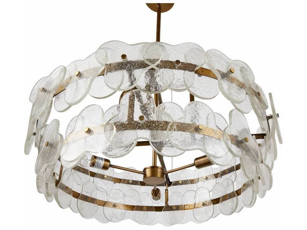 Arteriors Home Cascade 3-Light Clear Antique Brass Drum Tiered Chandelier