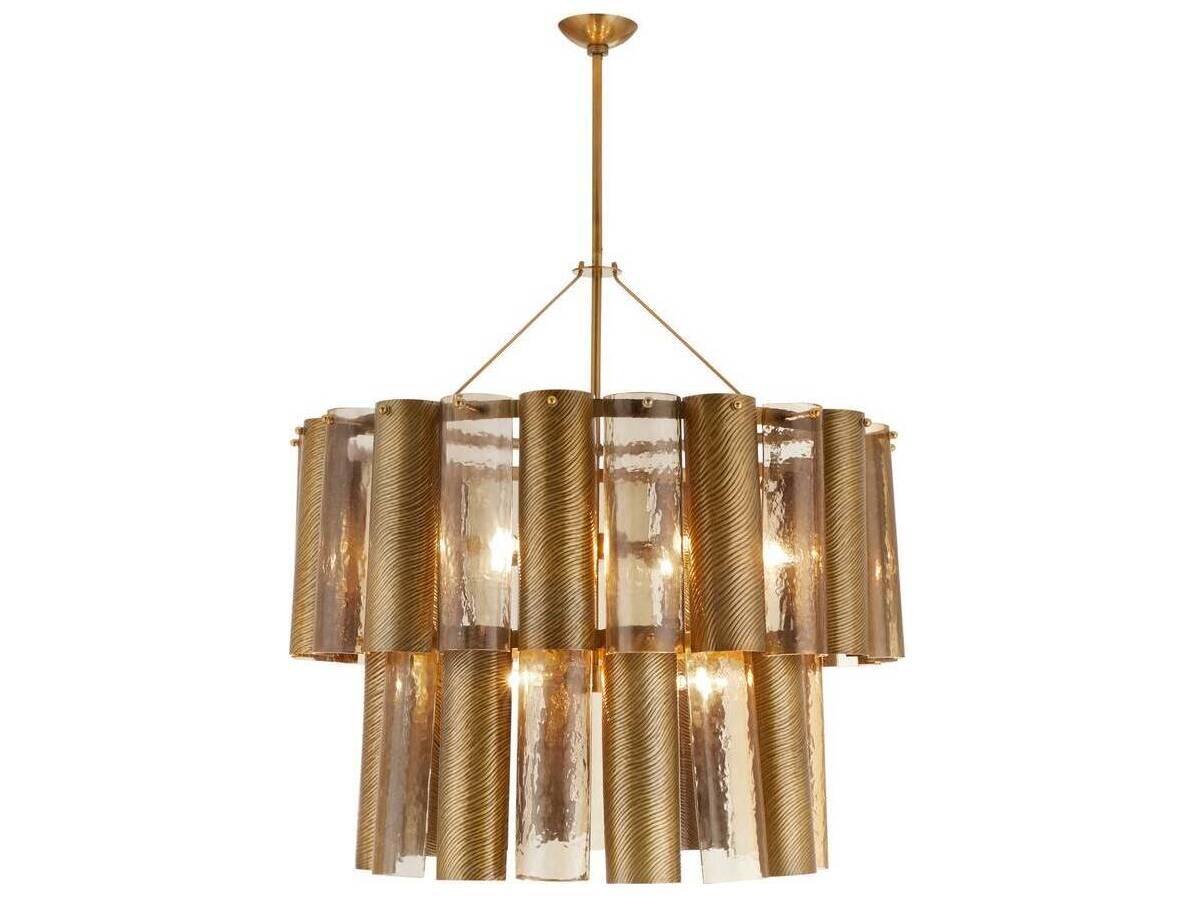 Arteriors Home Faramond 10-Light Vintage Brass Smoke Tiered Chandelier