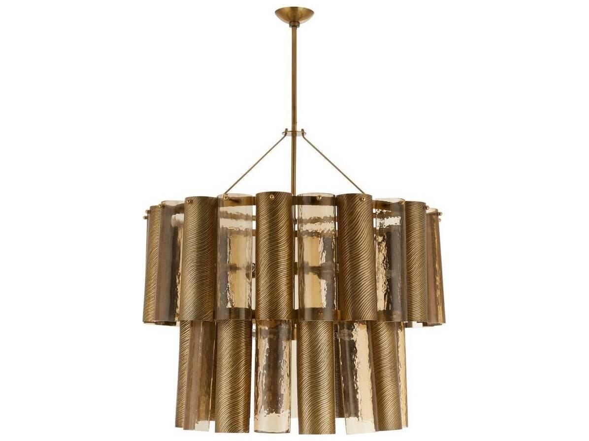 Arteriors Home Faramond 10-Light Vintage Brass Smoke Tiered Chandelier