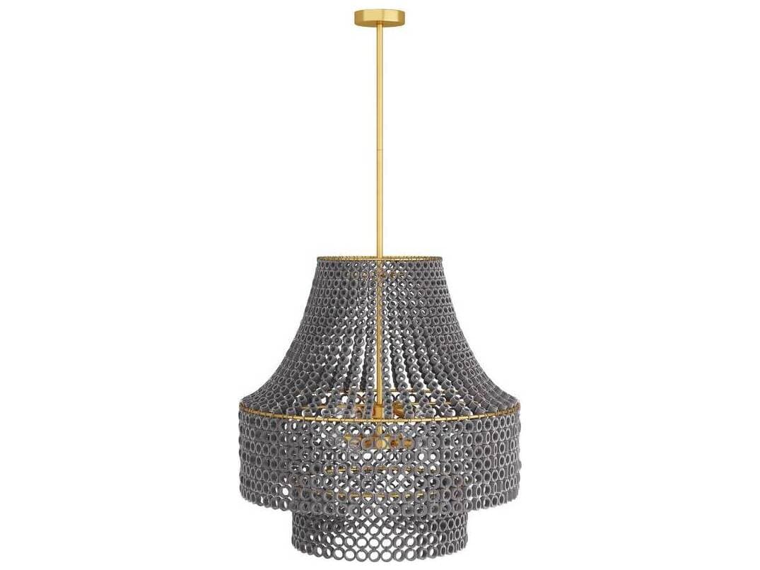 Arteriors Home Hannie 8-Light Gray Wash Antique Brass Tiered Chandelier