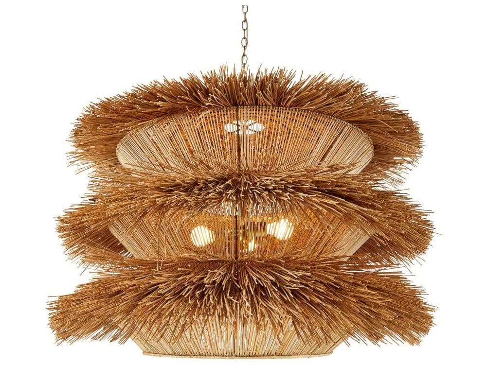 Arteriors Home Ansari 3-Light Natural Antique Brass Brown Tiered Chandelier