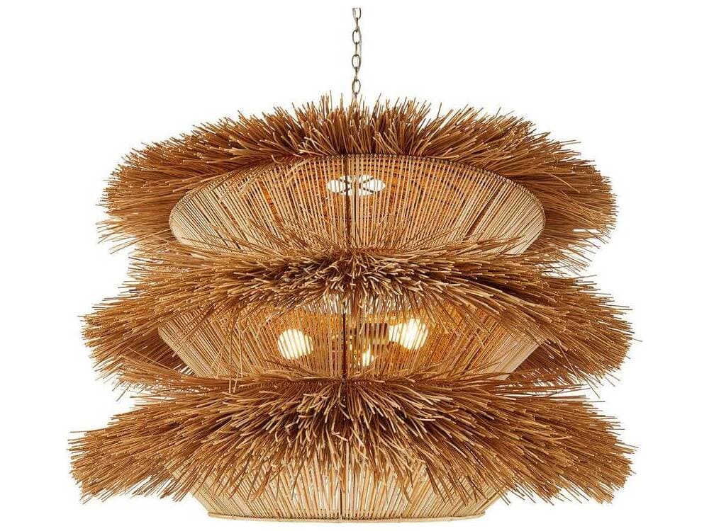 Arteriors Home Ansari 3-Light Natural Antique Brass Brown Tiered Chandelier