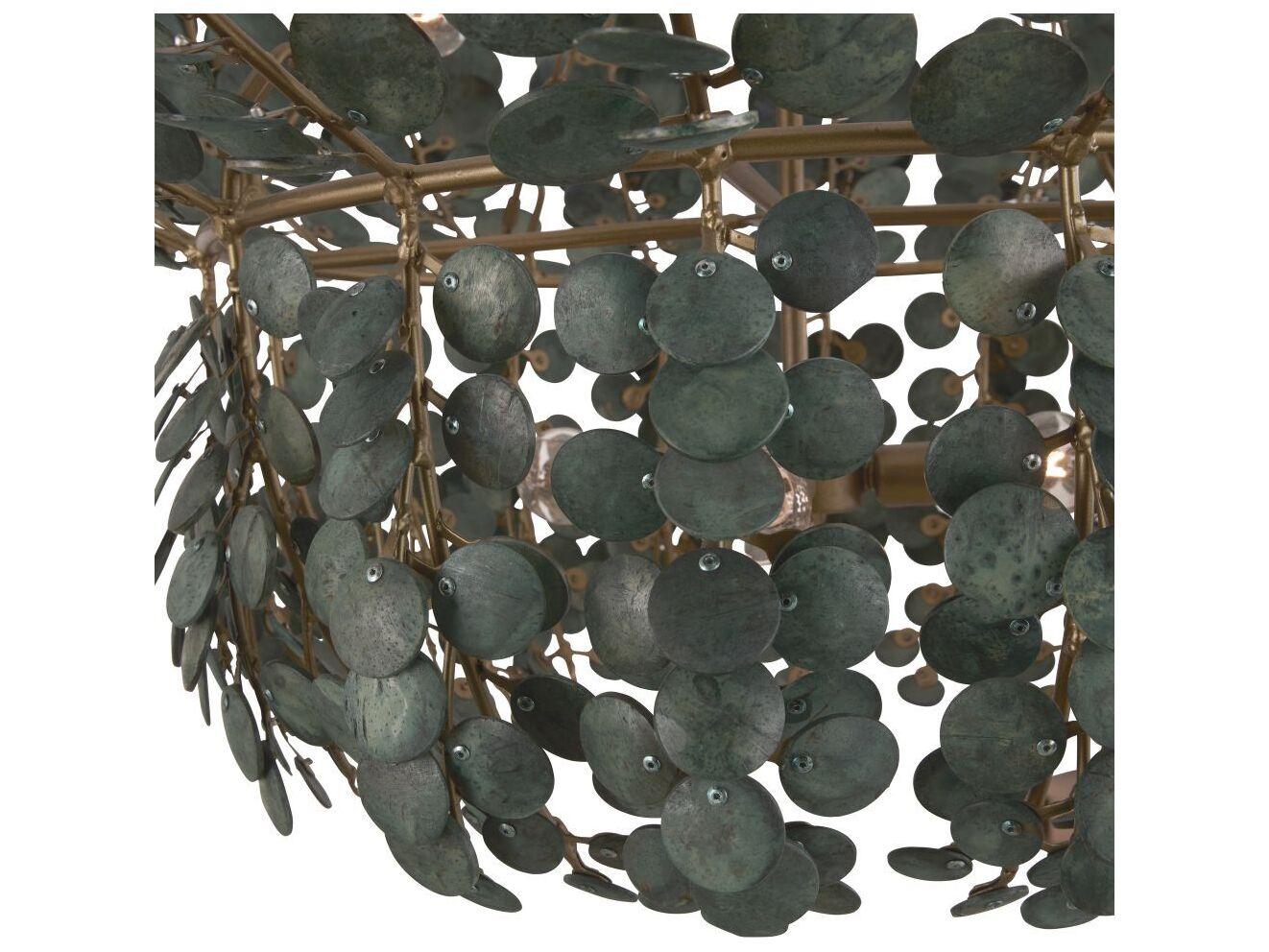 Arteriors Home Bilal 8-Light Eucalyptus Stain Antique Brass Green Chandelier