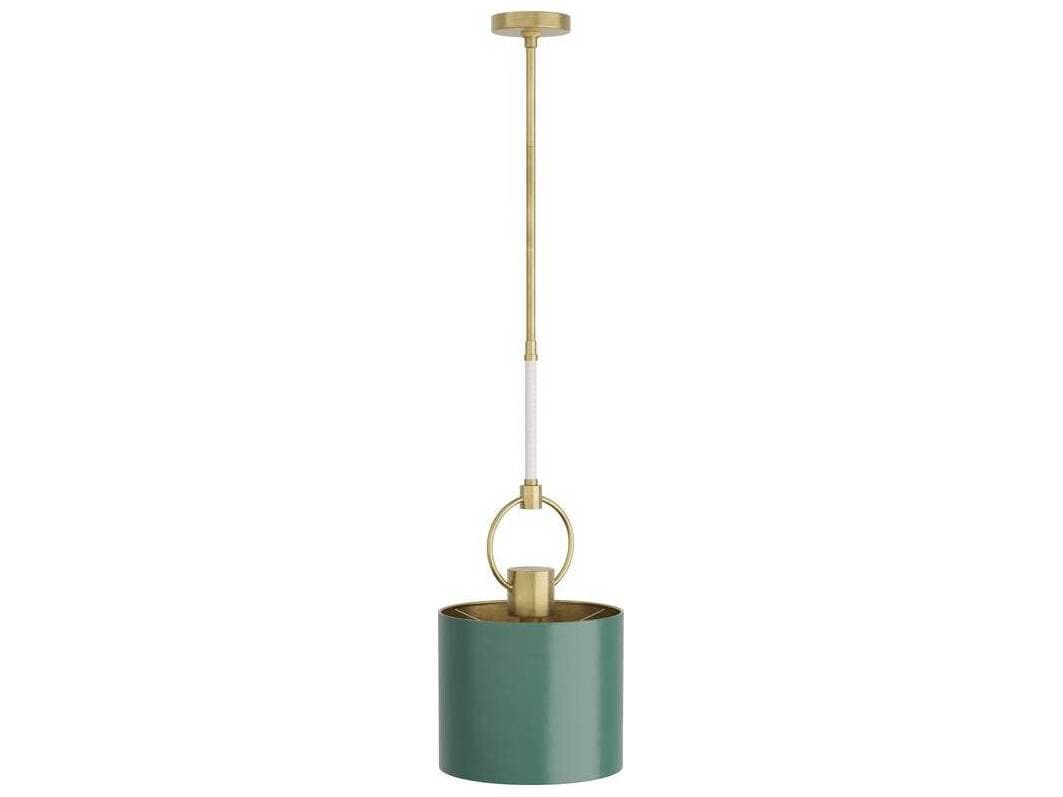 Arteriors Home Tarlow 1-Light Pine Antique Brass Green Drum Mini Pendant