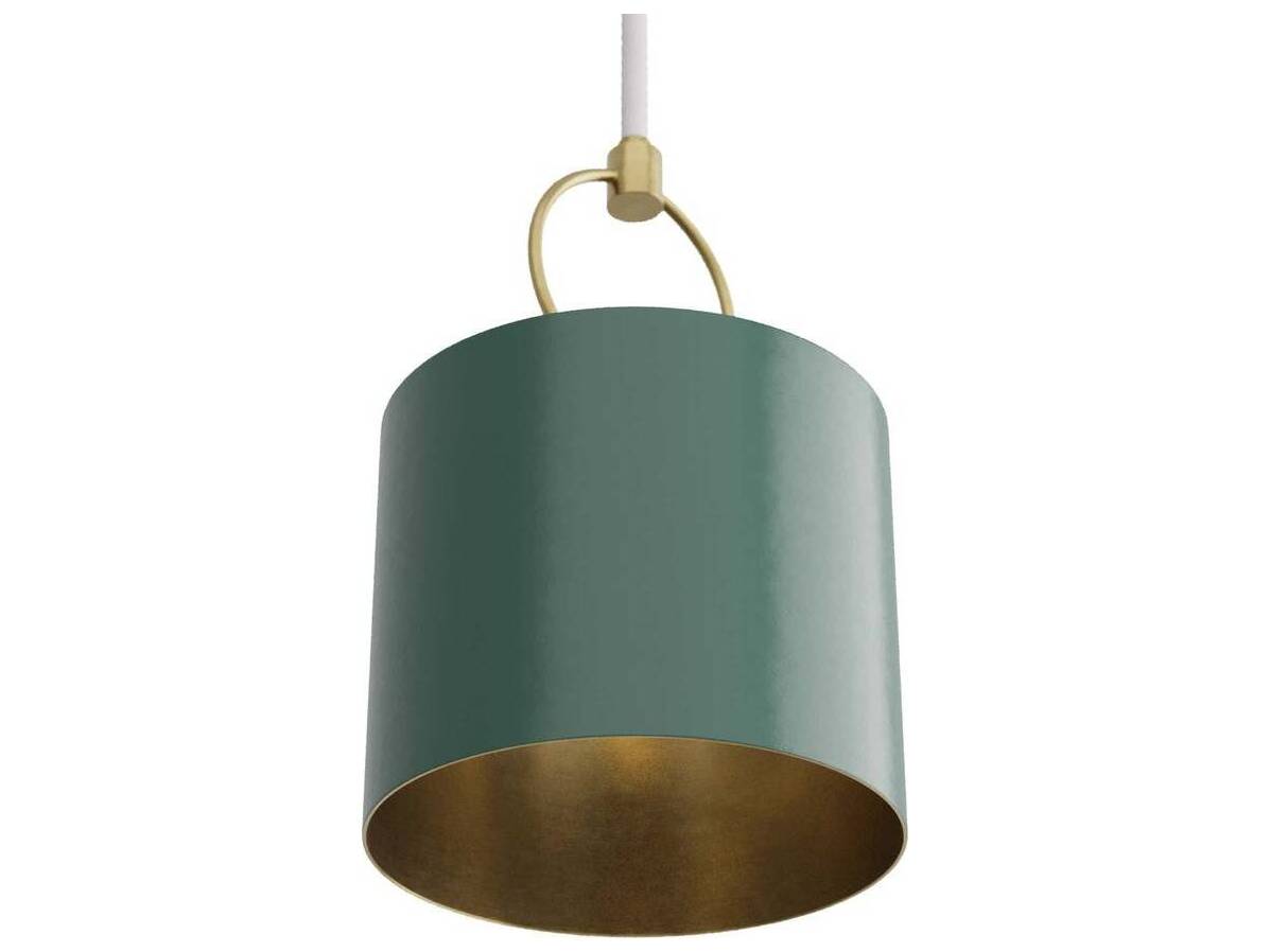 Arteriors Home Tarlow 1-Light Pine Antique Brass Green Drum Mini Pendant