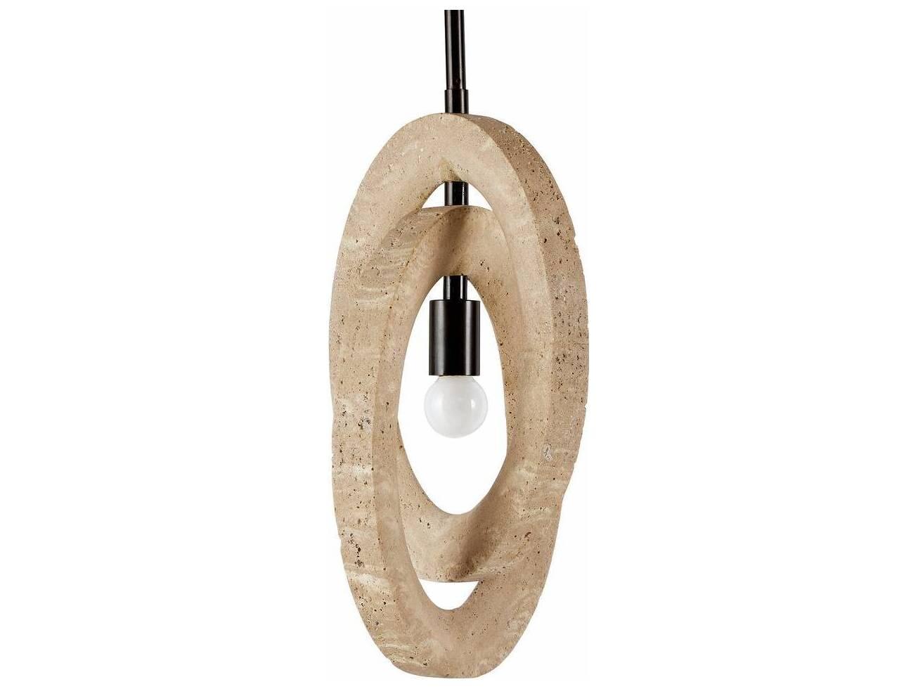 Arteriors Home Collins 1-Light Faux Travertine English Bronze Brown Round Mini Pendant