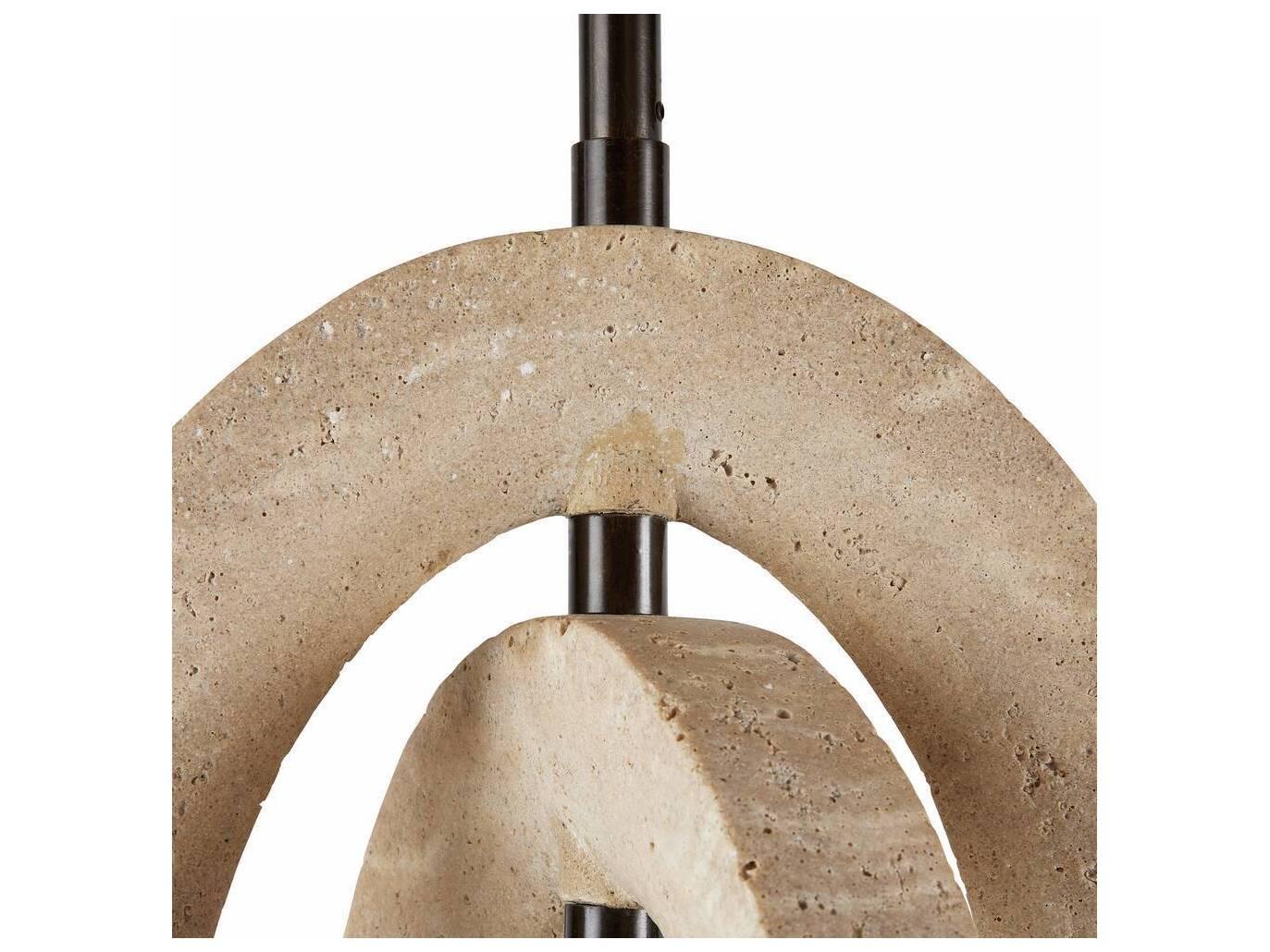 Arteriors Home Collins 1-Light Faux Travertine English Bronze Brown Round Mini Pendant