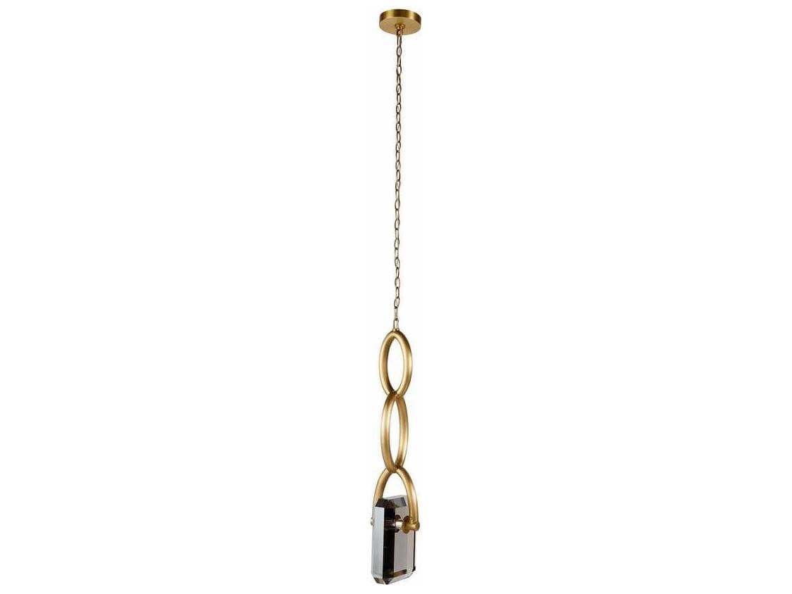 Arteriors Home Estate 1-Light Smoke Antique Brass Gray Geometric Linear Mini Pendant