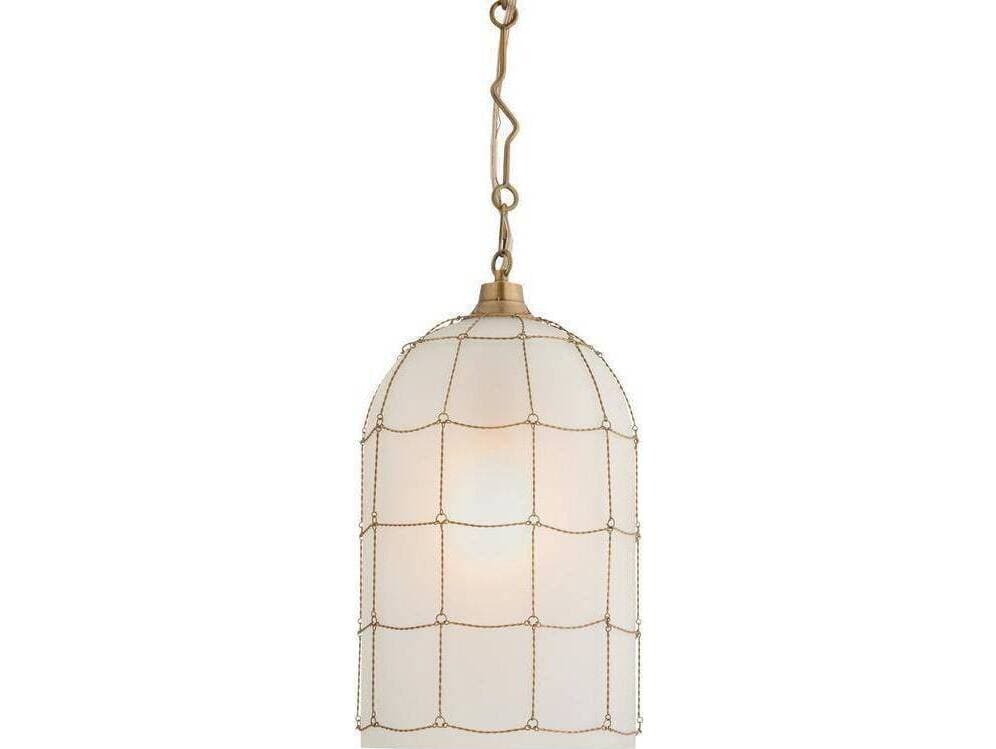 Arteriors Home Jordan Arteriors Home 1-Light Frosted Antique Brass White Gold Bell Mini Pendant