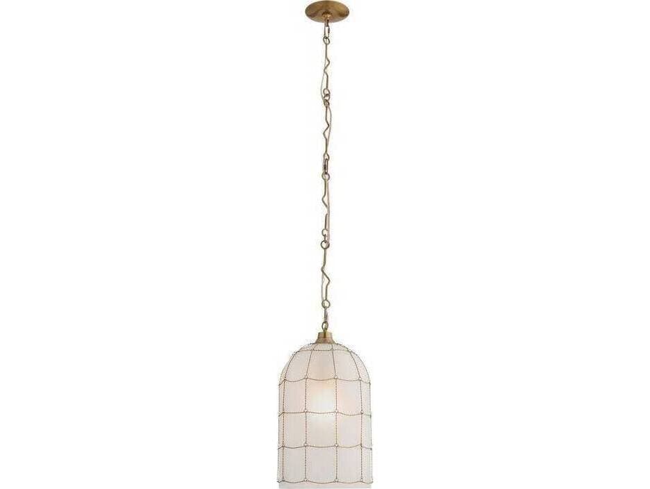 Arteriors Home Jordan Arteriors Home 1-Light Frosted Antique Brass White Gold Bell Mini Pendant