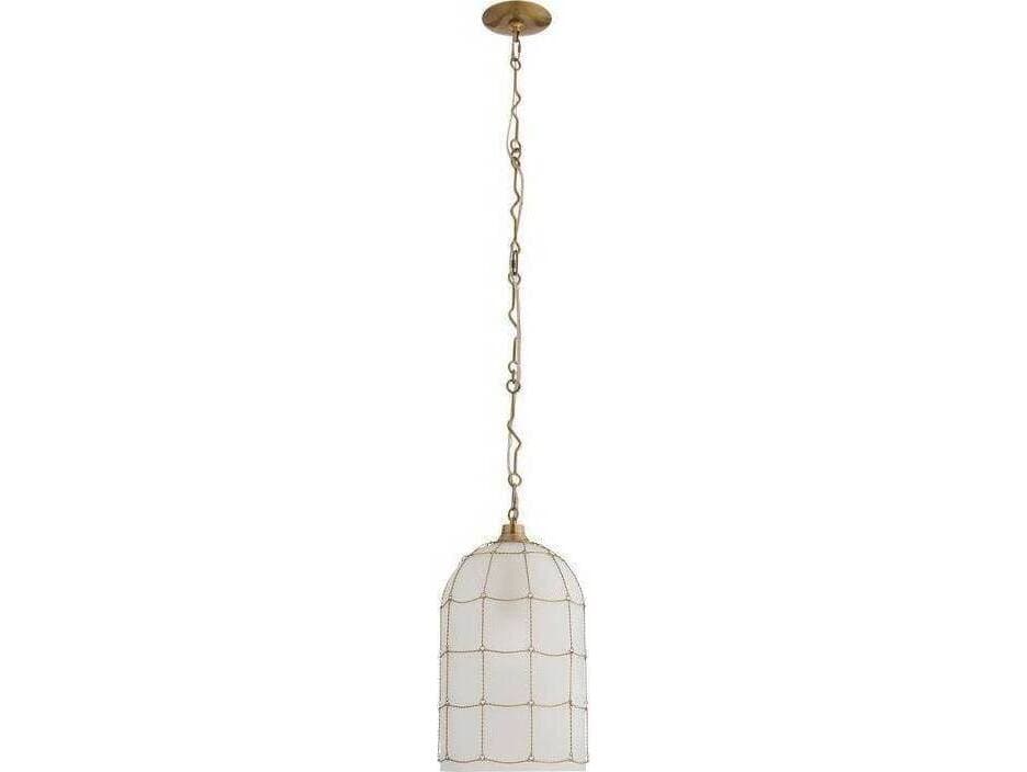 Arteriors Home Jordan Arteriors Home 1-Light Frosted Antique Brass White Gold Bell Mini Pendant