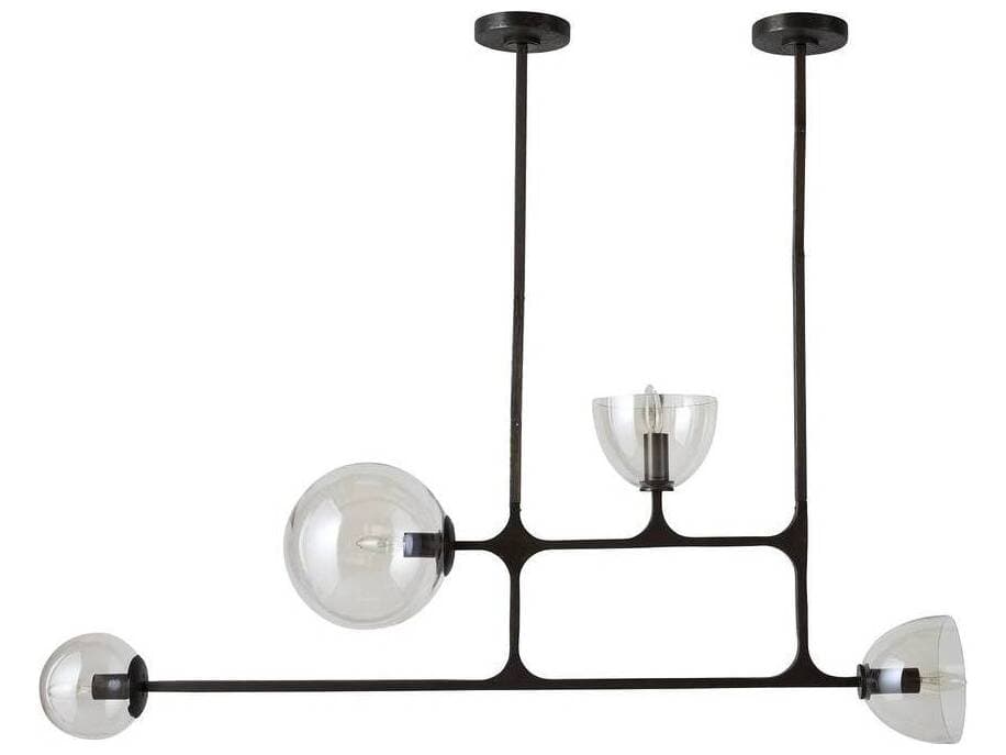 Arteriors Home Dillon 4-Light English Bronze Smoke Black Globe Linear Island Pendant