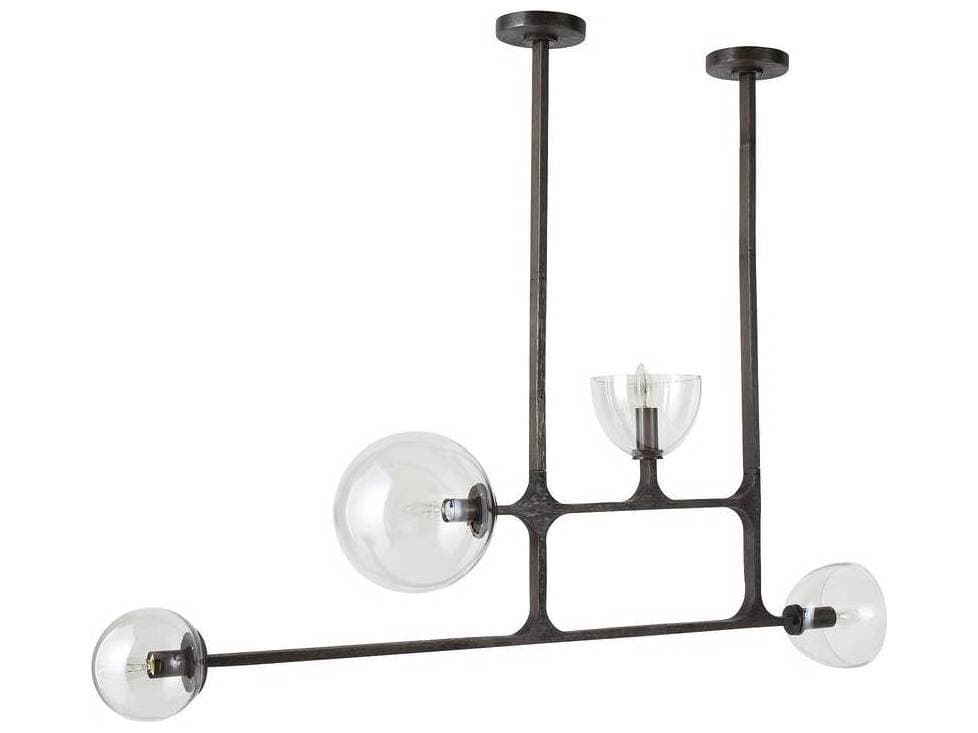 Arteriors Home Dillon 4-Light English Bronze Smoke Black Globe Linear Island Pendant