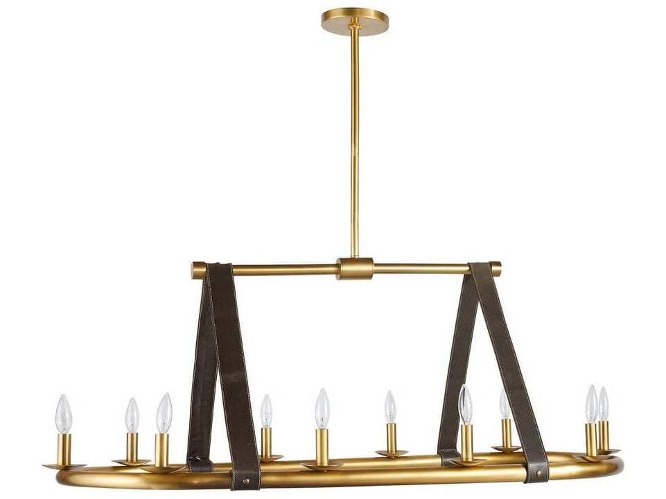 Arteriors Home Englewood 10-Light Antique Brass Moss Candelabra Chandelier