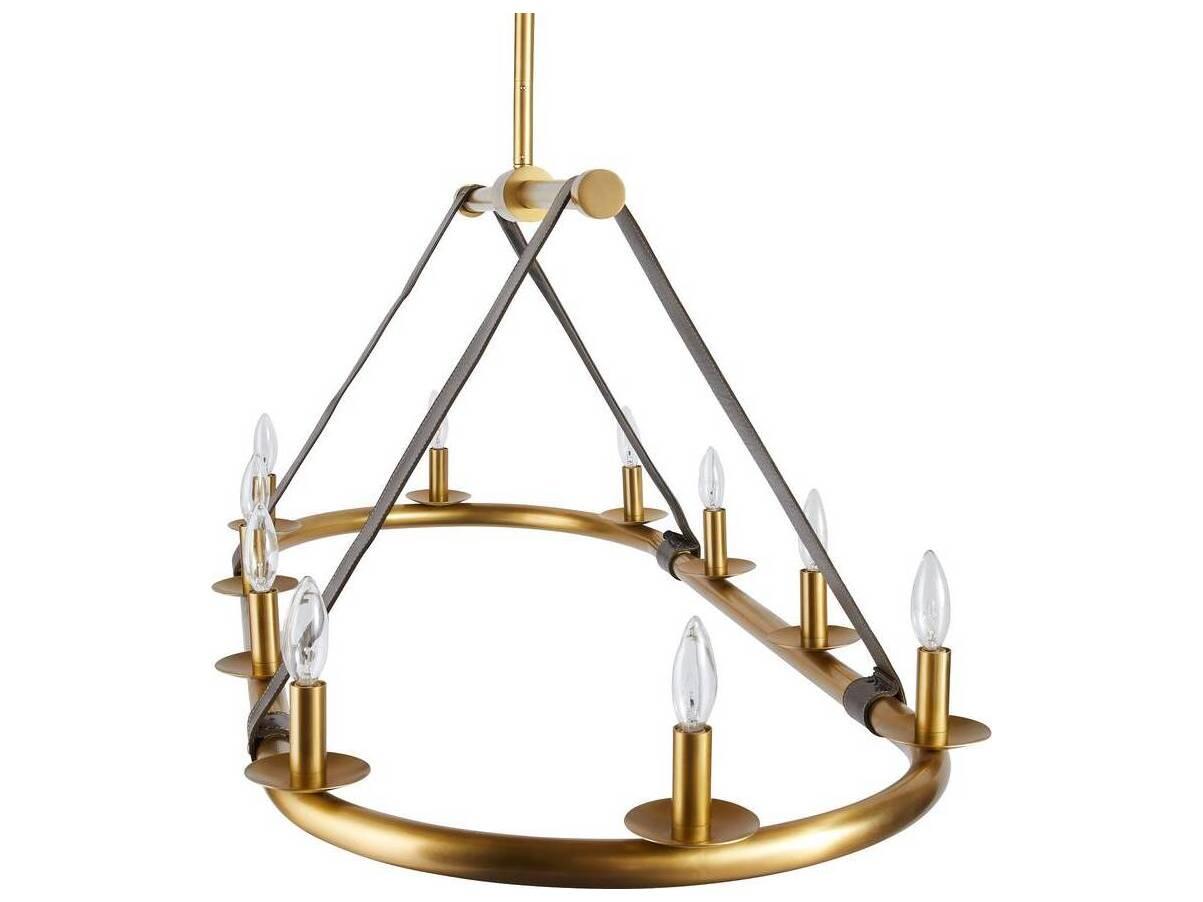 Arteriors Home Englewood 10-Light Antique Brass Moss Candelabra Chandelier