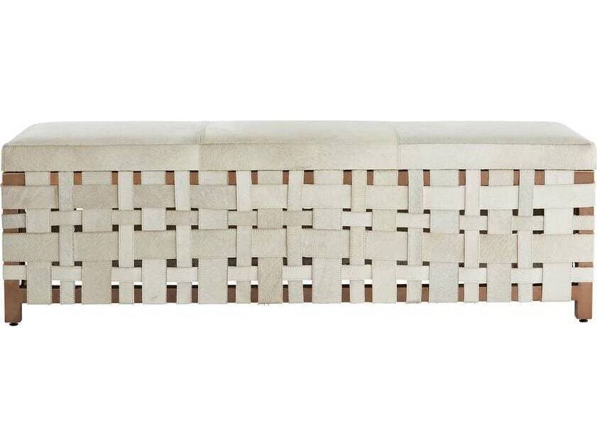 Arteriors Home Elis White Rose Gold Leather Accent Bench