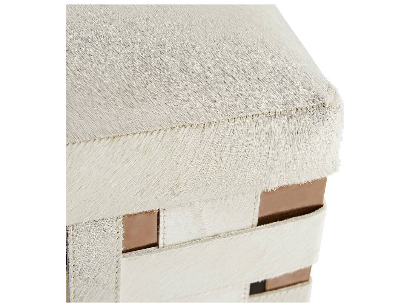 Arteriors Home Elis White Rose Gold Leather Accent Bench