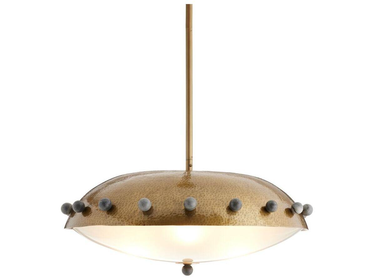 Arteriors Home Fenton 3-Light Antique Brass Black Bowl Dome Pendant