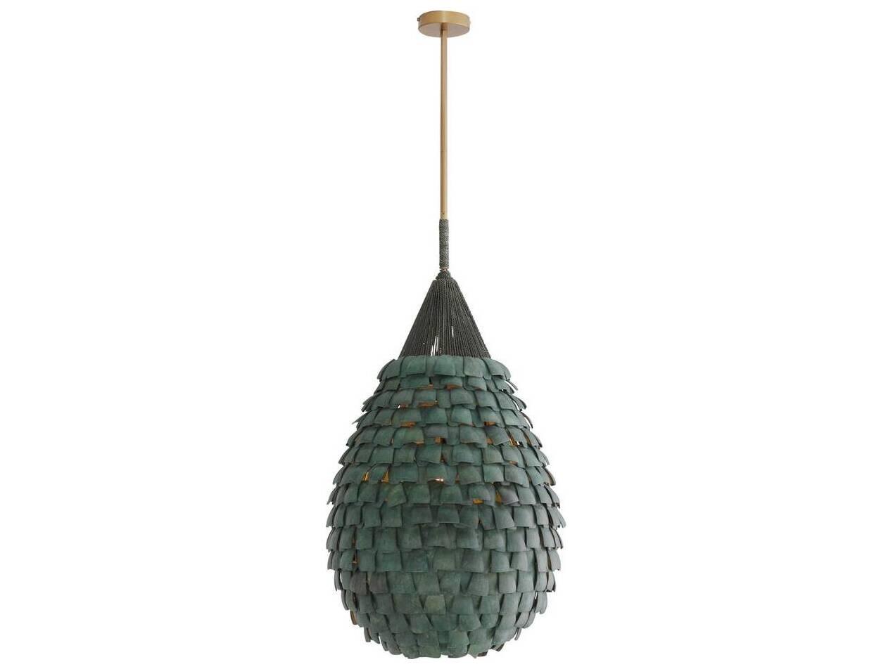Arteriors Home Ferndale 1-Light Eucalyptus Stain Dark Green Pendant