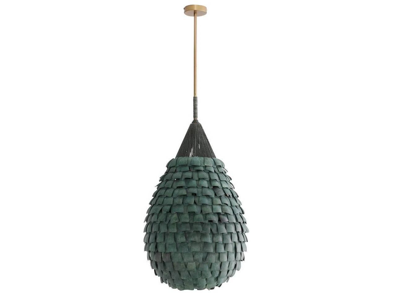 Arteriors Home Ferndale 1-Light Eucalyptus Stain Dark Green Pendant