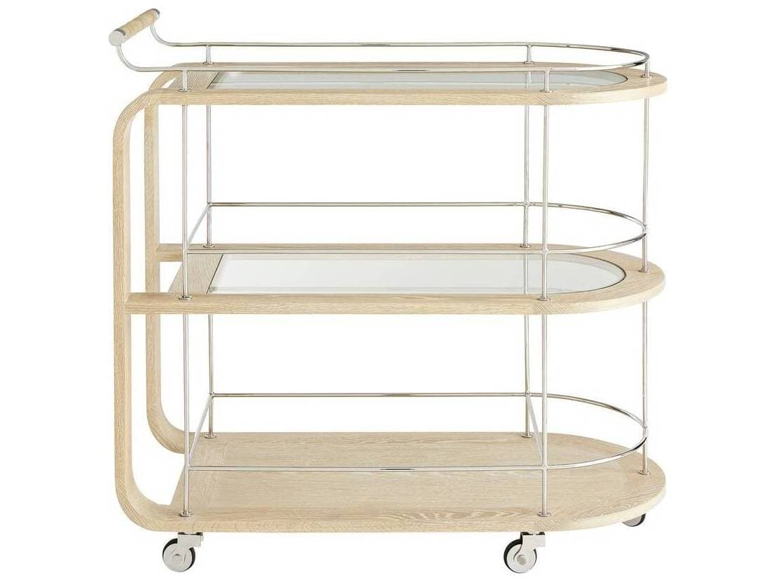 Arteriors Home Brays Glass Beige White Wash Bar Cart