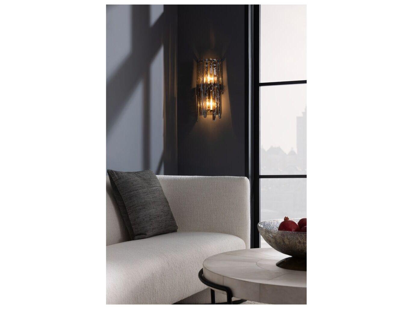 Arteriors Home Raine 2-Light Blue Smoke Luster Antique Brass Wall Sconce