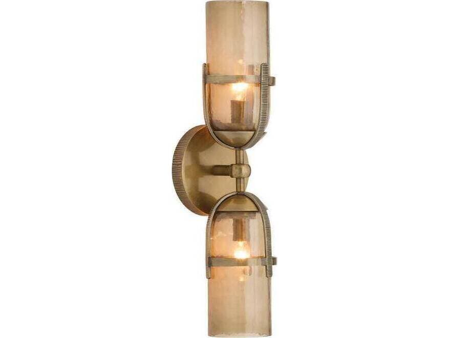 Arteriors Home Jacobson Arteriors Home 2-Light Smoke Antique Brass Gray Gold Wall Sconce