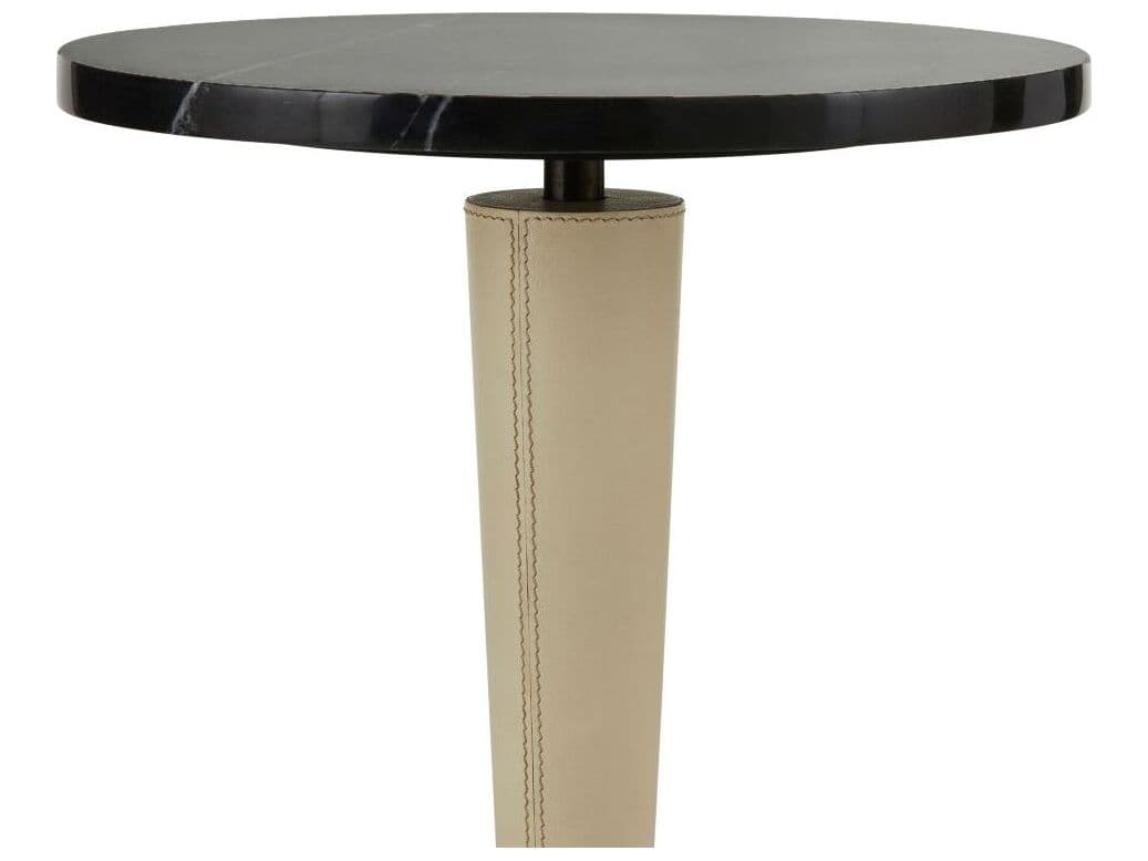 Arteriors Home Round Marble Black Ivory Valari End Table