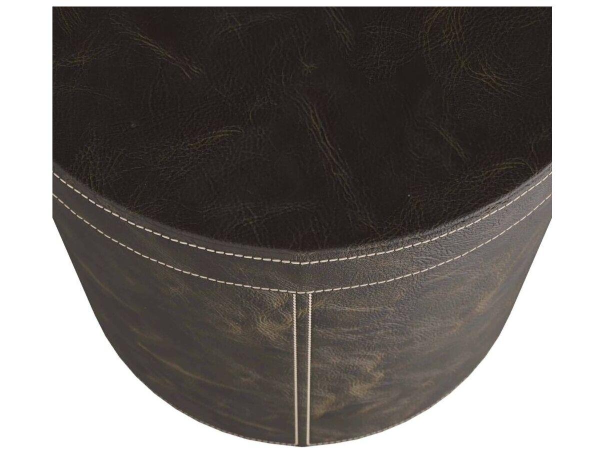 Arteriors Home Round Leather Moss Black Wes End Table