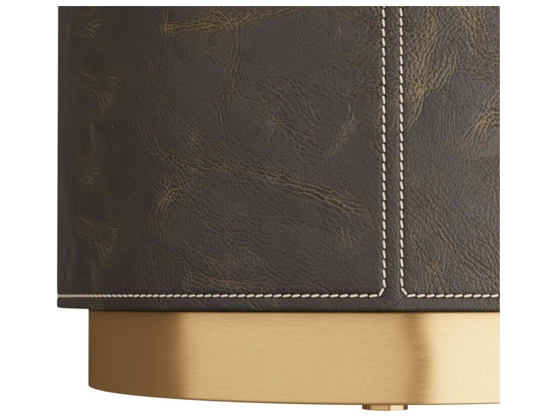 Arteriors Home Round Leather Moss Black Wes End Table