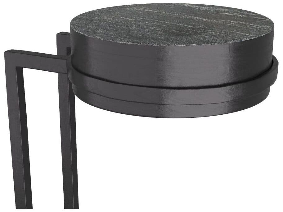 Arteriors Home Round Marble Black Ebony Avalos End Table