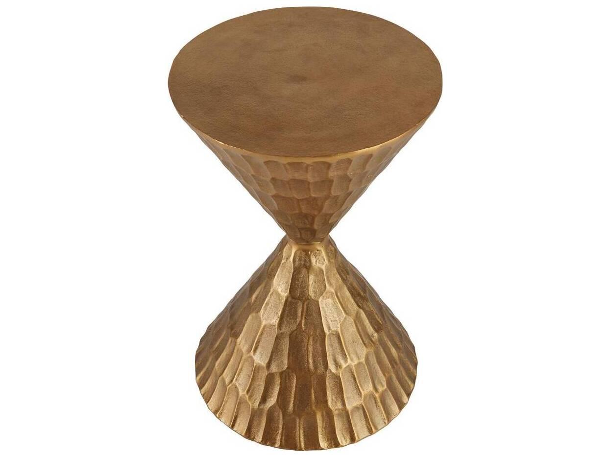 Arteriors Home Round Metal Antique Brass Castanza End Table