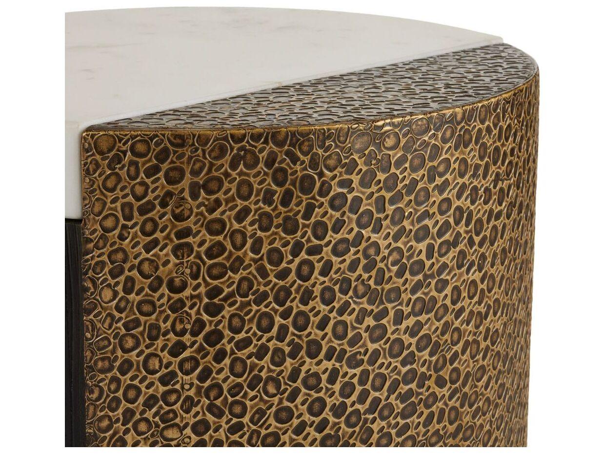 Arteriors Home Round Marble White Antique Brass Celestine End Table