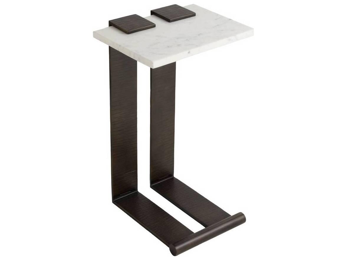 Arteriors Home Rectangular Marble White McClain End Table