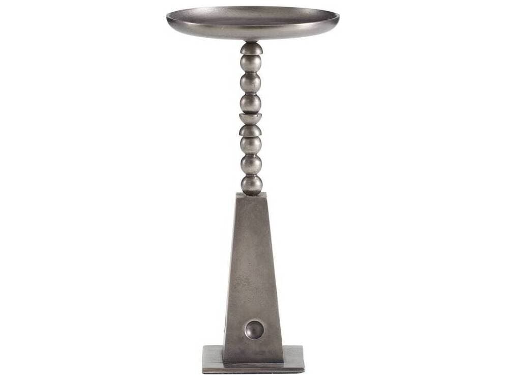 Arteriors Home Round Metal Vintage Nickel Grady End Table