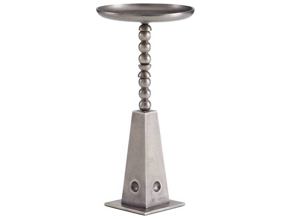 Arteriors Home Round Metal Vintage Nickel Grady End Table